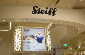 Steiff logo on counter top
